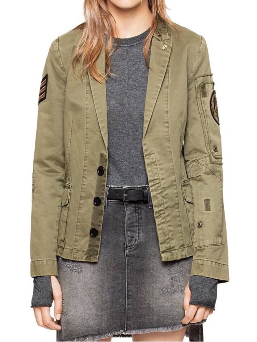 Zadig and Voltaire  Olive Utility Button-Front Jacket